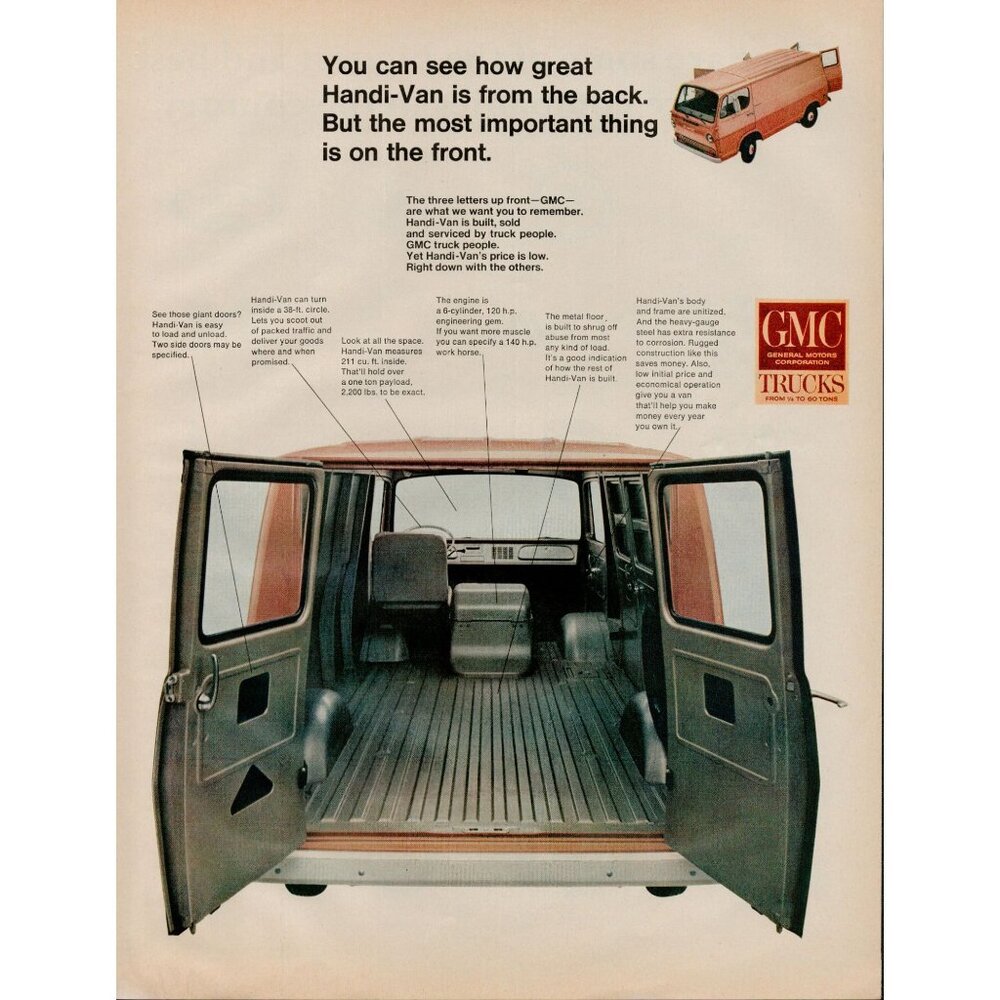 1965 GMC Handi-Van Vintage Print Ad General Motors Corporation (L17)